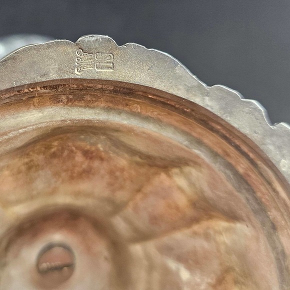 Vintage silver plated floral base diamond cut glass heavy ornate vase, 12" - Picture 6 of 6